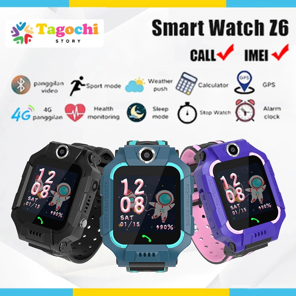 TAGOCHI Anti Air Jam tangan anak 4G Video call telepon - Voice Call 2 Camera 360° Rotation Smart Watch Kids Digital Smartwatch Kids GPS Waterproof Kids Smart Watch (video call voice call gps dll.)