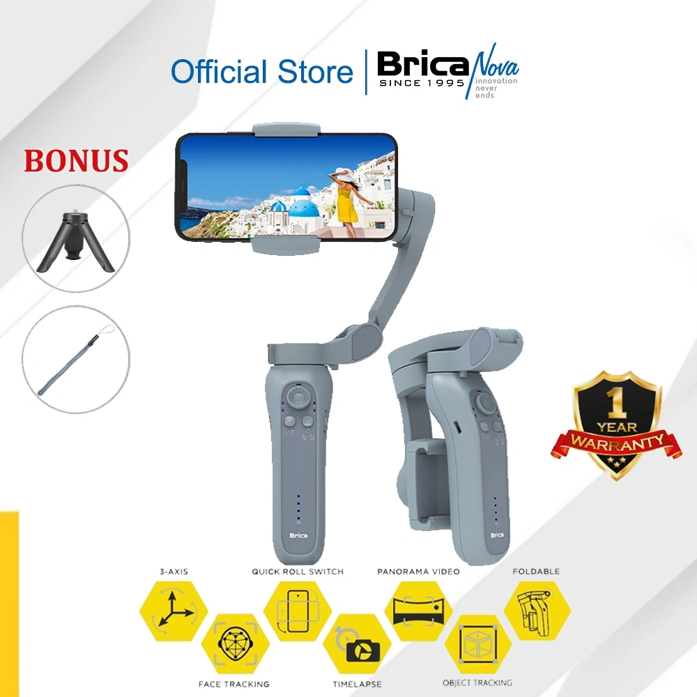 Terlaris - Brica B-Steady 2 Pocket - 3 Axis Smartphone Gimbal - Grey