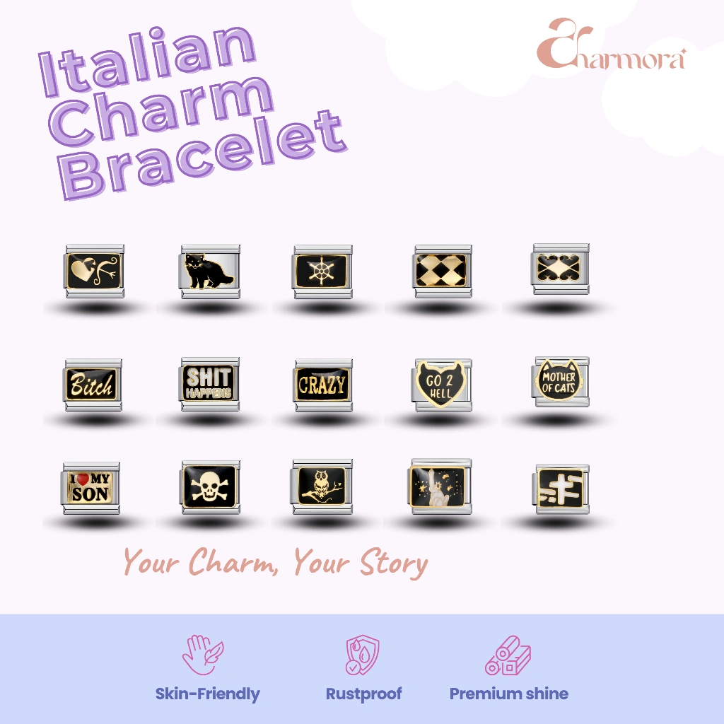 Charmora_id|Italian Charm Bracelet - Edgy & Bold Collection | Charm Gelang Unik Anti Mainstream