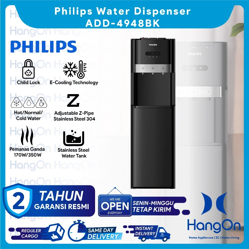 Philips Water Dispenser Bottom Loading ADD4948BK Hitam E-Cooling Technology ADD - 4948BK Galon Dibawah