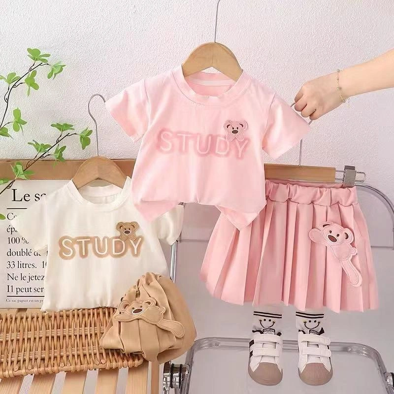Setelan Baju Kaos Anak Perempuan Bawahan Rok Usia 1-5 Tahun Terbaru Termurah