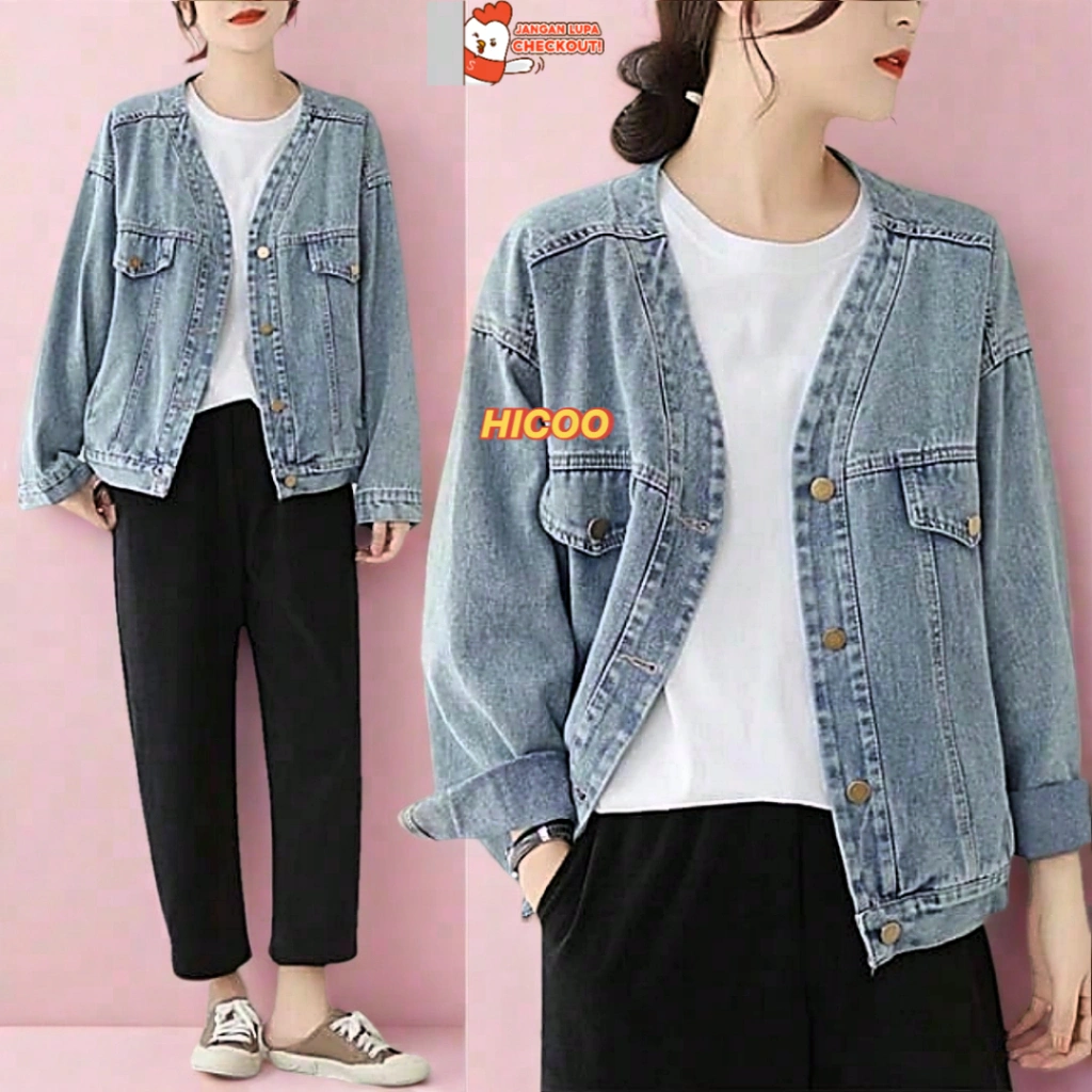 HICOO - Jaket Jeans Korean Style Oversize Wanita