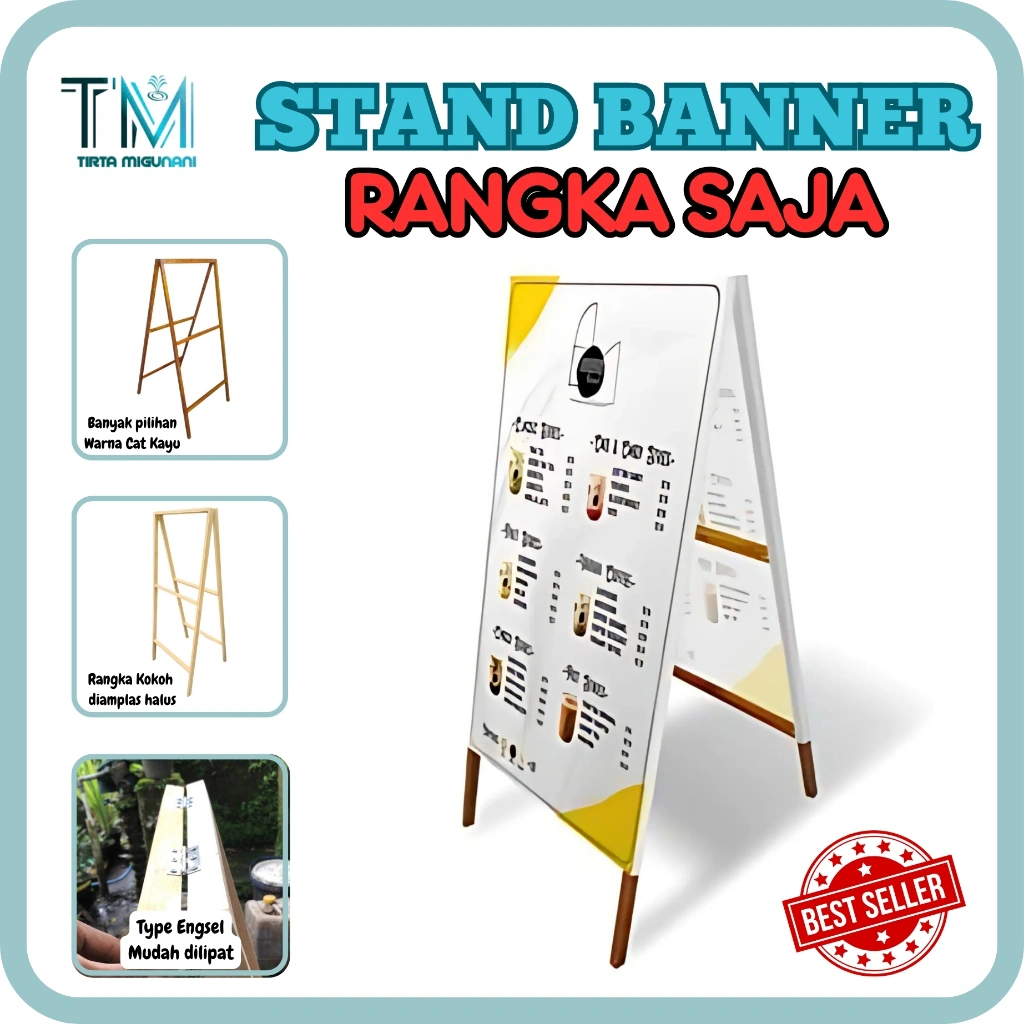 Stand Banner - Standing Banner Lipat Menggunakan Engsel 2 sisi  / Rangka Spanduk ukuran T120cm x L60cm
