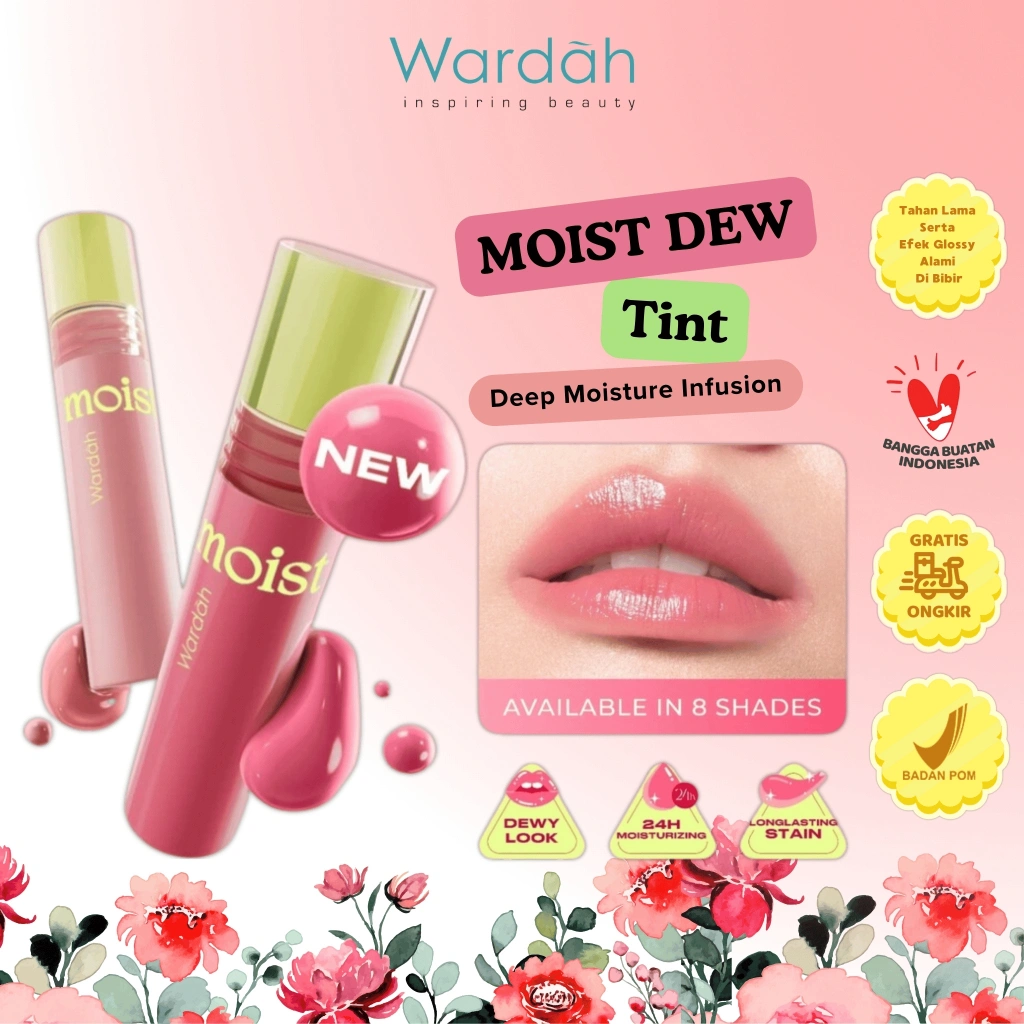 WARDAH Moist Dew Tint 3g - Liptint yang Mengandung Oat Milk dan Pentavitin