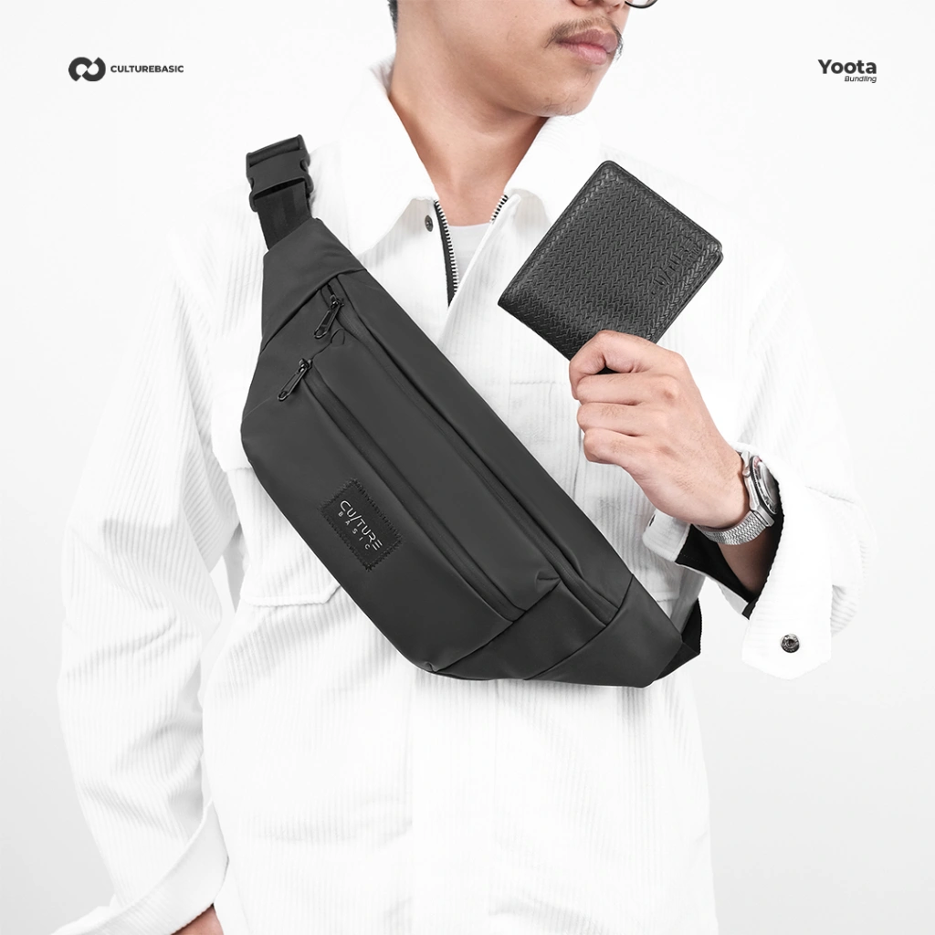 CULTURE BASIC | YOOTA BUNDLING (YOOTA Waistbag + Dompet) Waistbag Slingbag Waterproof Tas Pinggang Selempang Ringan Anti Air Pria Wanita Kado Cowok Pasangan