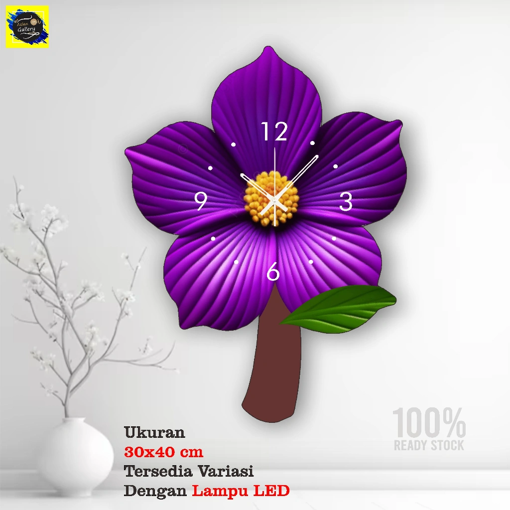 Jam Dinding BUNGA BOHO AESTETIK LED HOME Sweet Home Hiasan dinding Ruang tamu/ kamar tidur