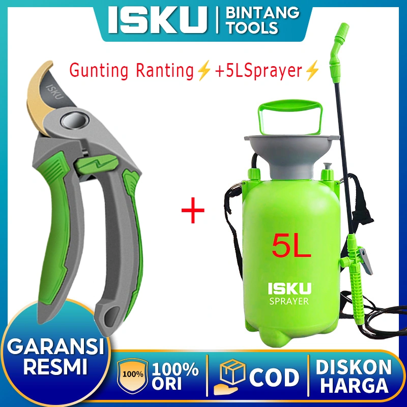 ISKU Pressure Sprayer Multi Fungsi 5L Alat Semprot Tanaman 5 Liter/Semprotan Multi Fungsi Penyemprot Gunting Rumput Taman