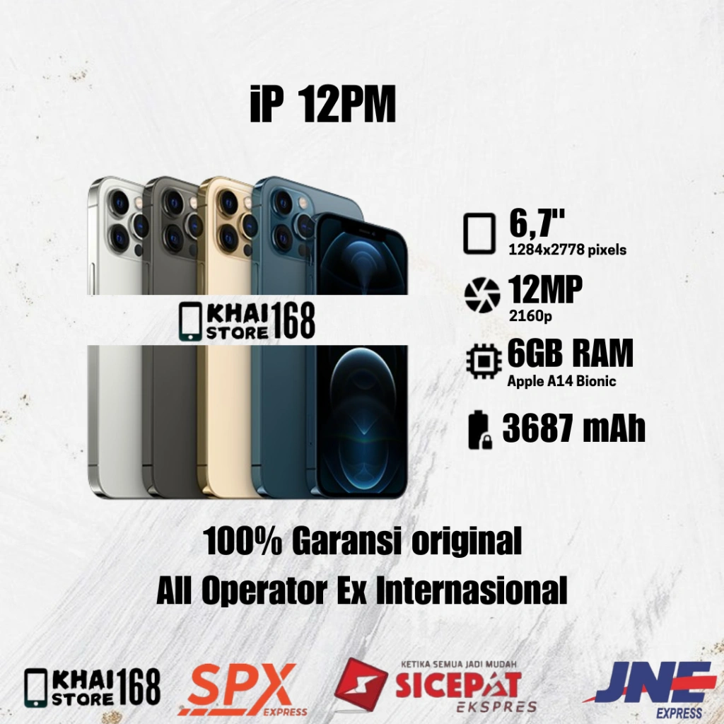 IPHONE 12 PROMAX 128GB 256GB 512GB Second BEKAS ORIGINAL 100% MULUS 12PM NORMAL FULLSET