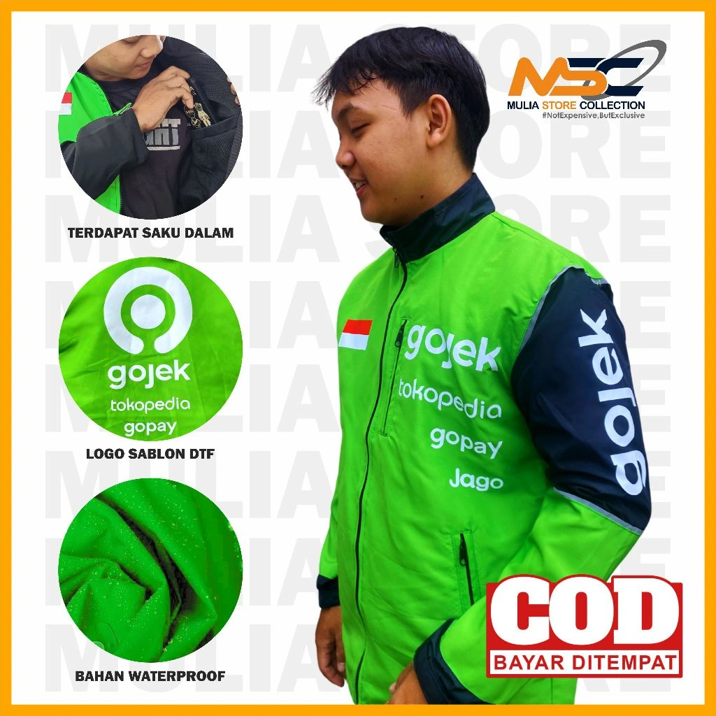 Jaket GO JEK Terbaru G0 T0 Waterproof / Jaket Ojol Best Seller / Jaket Motor Tidak Gerah Nyaman DIgunakan