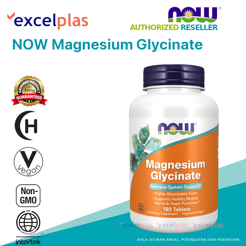 NOW Magnesium Glycinate - Suplemen Mendukung Fungsi Otot, Saraf, dan Jantung yang Sehat