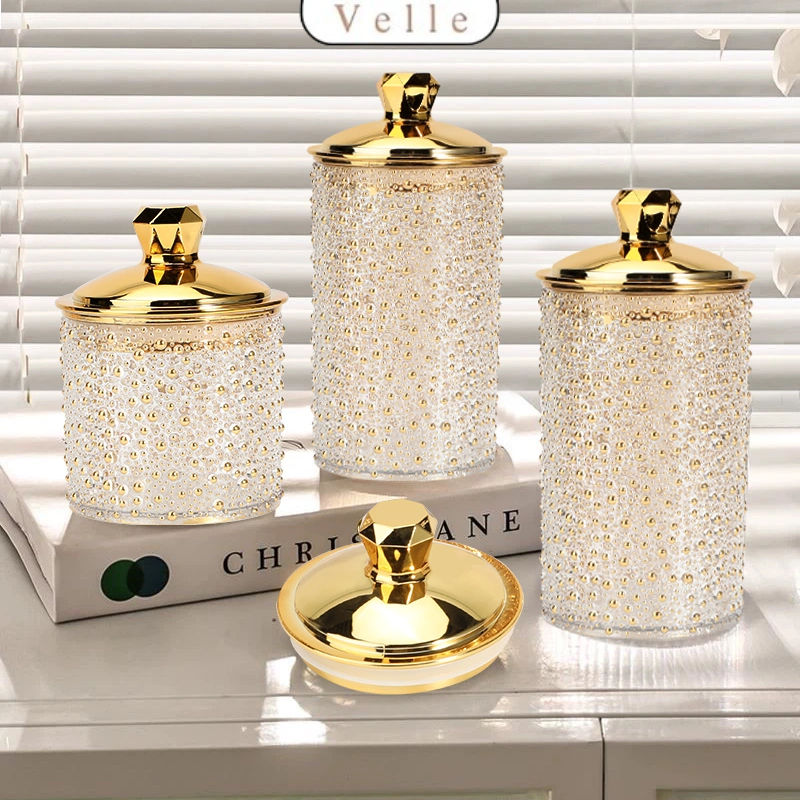 VELLE Toples Penyimpanan Emas Mewah/Toples Kedap udara/Candy Tea Snack Storage Jar/Dekorasi rumah toples Hari Raya