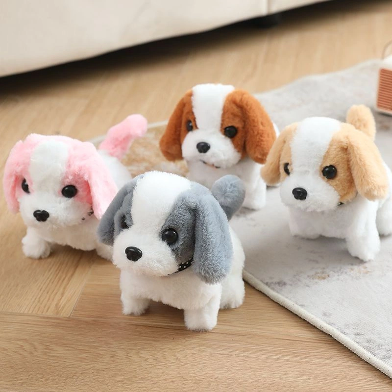 Mainan Boneka Anjing Elektrik Bahan Plush Dengan Ekor Bergoyang,Berjalan & Berbunyi simulasi anak-anak