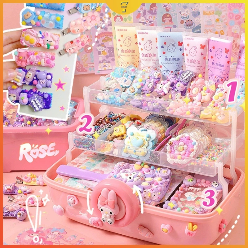 563 Pcs Guka DIY Gantungan Kunci Set DIY Deco Krim Guka Keychain Stiker DIY Kartun Gooka Mainan Anak