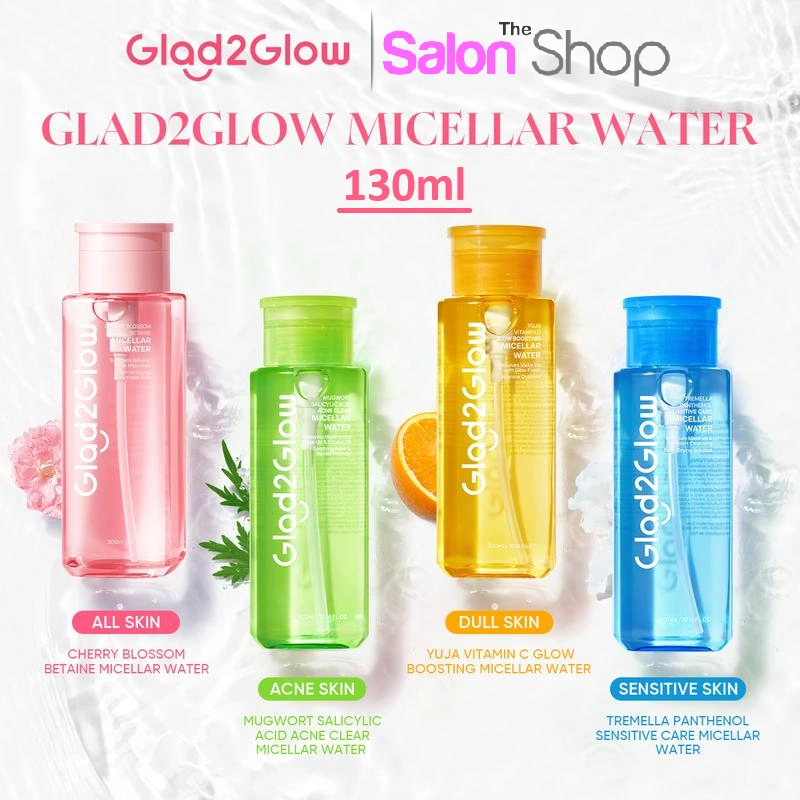G2G Glad2Glow Micellar Water 130ml | Mugwort Acne | Cherry Blossom | Yuja Vit C | Panthenol | gdkd01