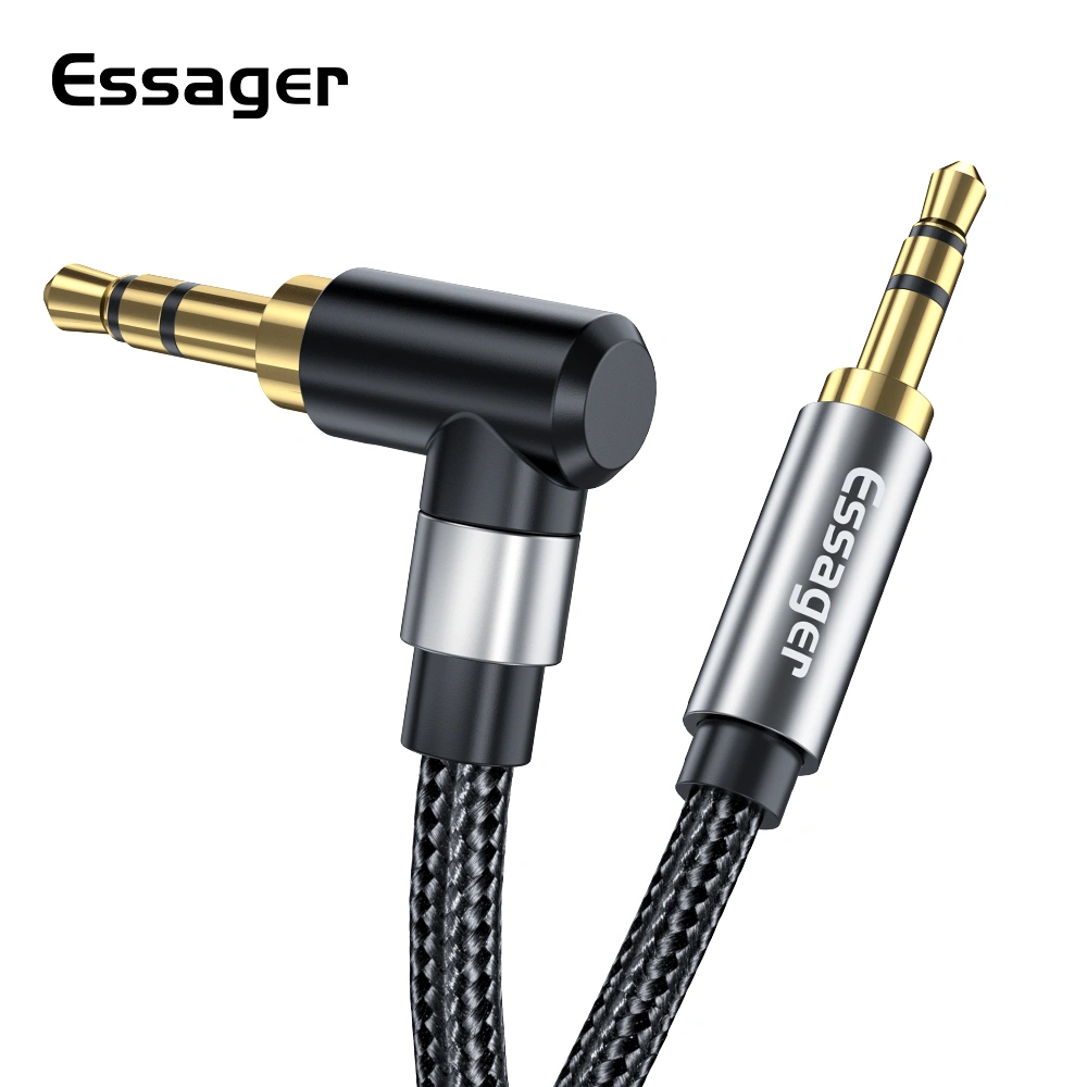 Essager Kabel Audio AUX 3.5mm Lurus & 90° 1.5M For Phone Speaker Audio Kabel