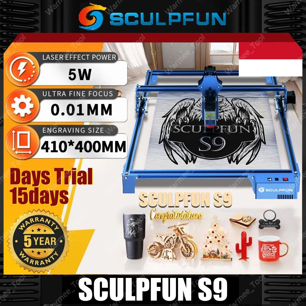 SCULPFUN S9 Mesin Laser Cutting Acrylic 410*420MM Laser Engraver 5W Mesin Ukiran Laser DIY Printer