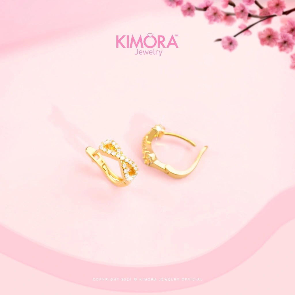 Kimora - Anting Hoop Rhodium Wanita Infinity Ferde Gold Plated 18k Anr73