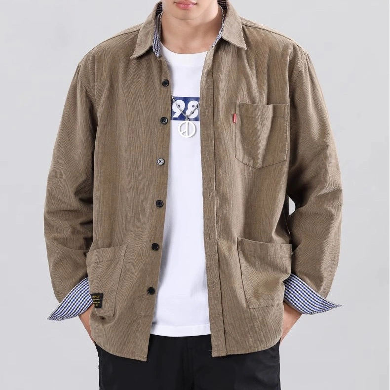 KeyBoy jacket corduroy pria kerah corduroy panjang outer cowok tebal jacket casual jacket korean style