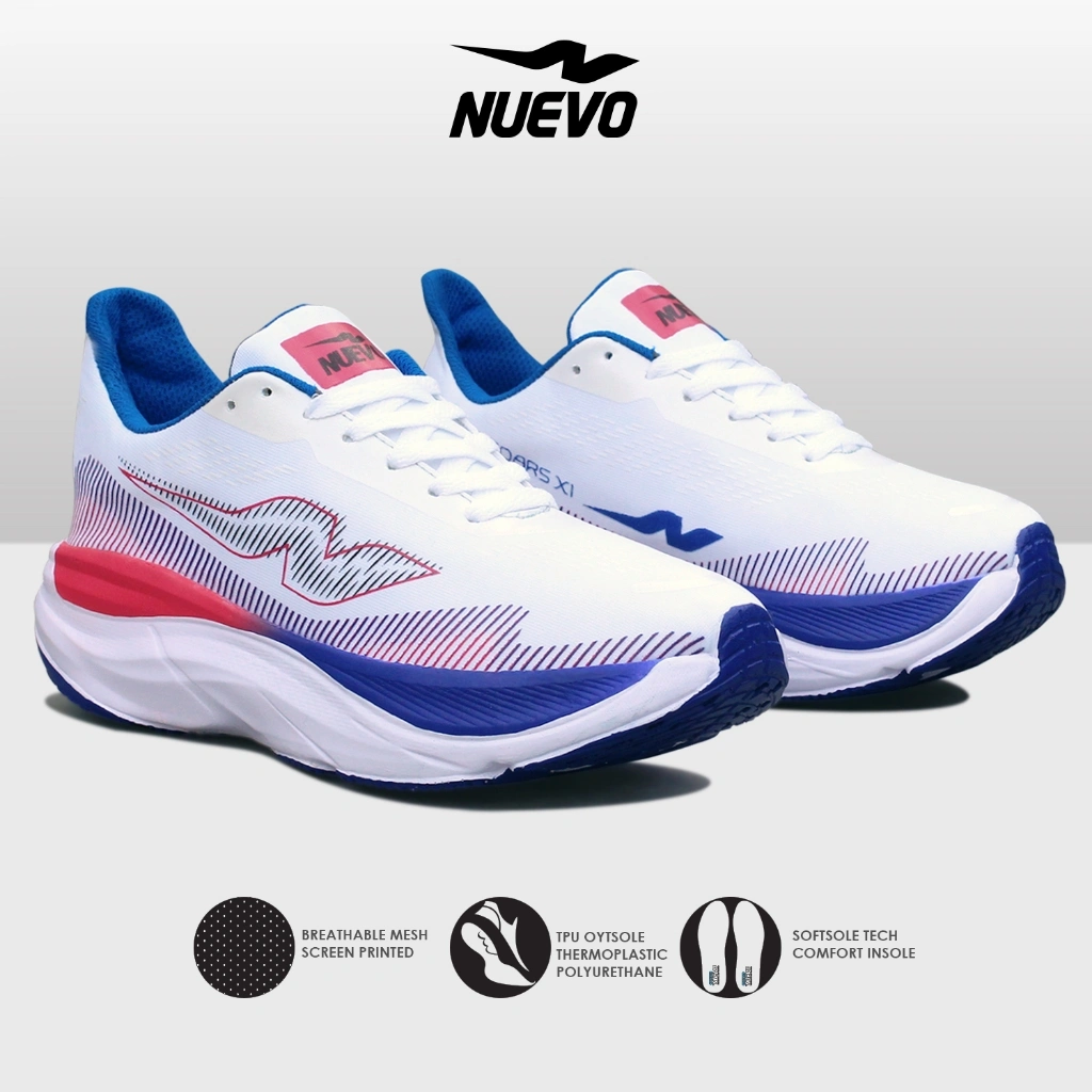 NUEVO - Sepatu  Olahraga Lari Pria Nuevo Soars XI Putih Sneakers Running Jogging Murah