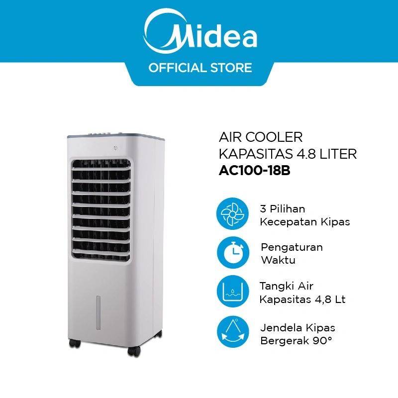 Midea Air Cooler Pendingin Ruangan Low watt 4.8 Liter AC100-18B/ Air Cooler 6.0 Liter AC100-A