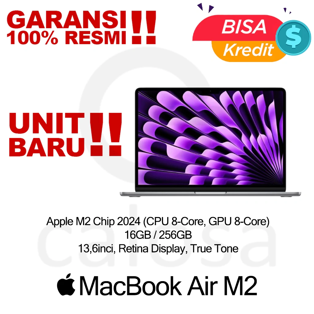 Apple MacBook Air M2 2024 13.6 inci 8C CPU, 10C GPU, 16GB, 256GB - MC7U4ID/A MC7X4ID/A