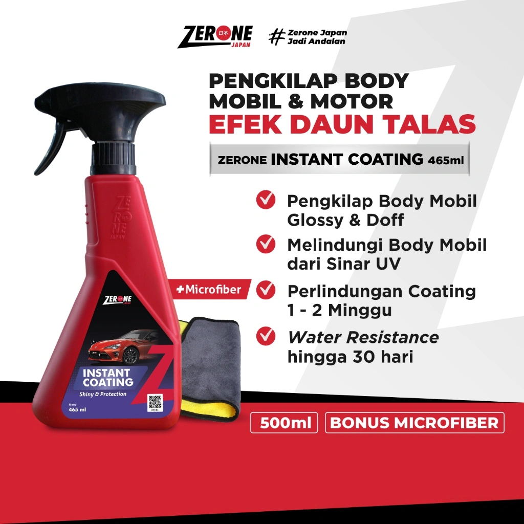 Zerone Japan Pengkilap Body Mobil Pengkilat Body Motor Instan Coating 465 ml
