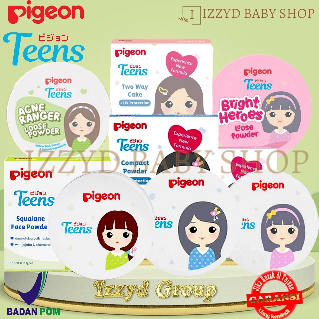 Pigeon teens Compact powder two way cake hypo squalane face powder bedak make up makeup anak teen