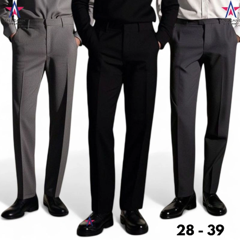 MALL - Celana Pria Formal Bahan Premium Black Slimfit