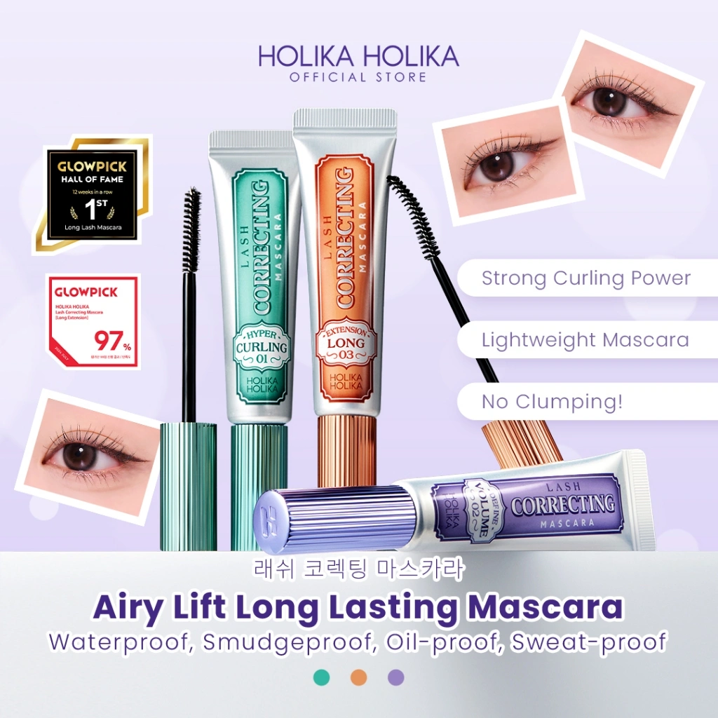 Holika Holika Lash Correcting Mascara | Lightweight, Waterproof, Smudgeproof, Strong Curling Mascara
