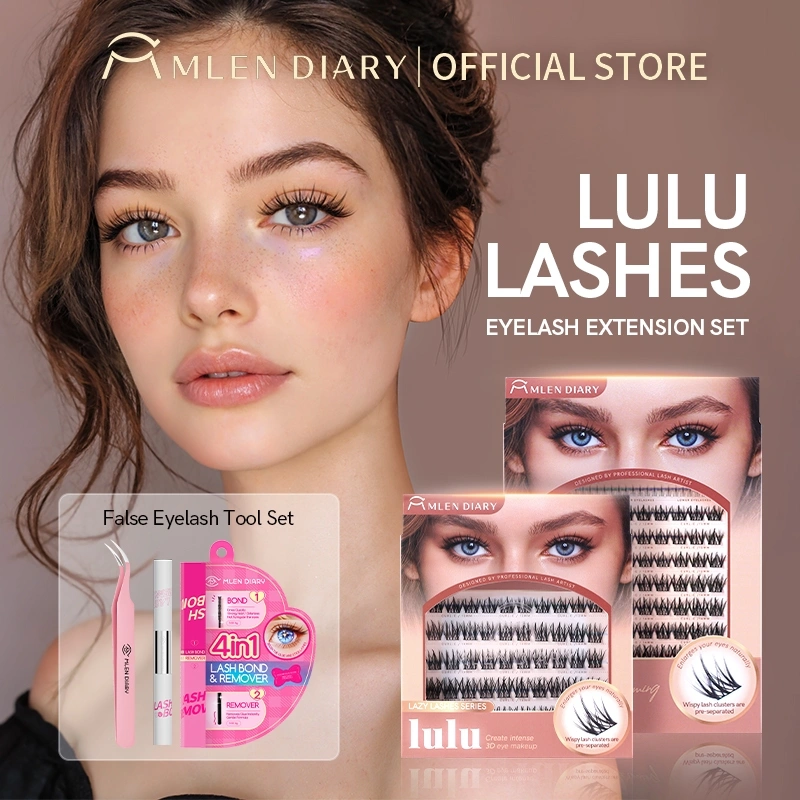 MLEN DIARY-Bulu Mata lulu/Prinicess Rose Seri 12-16mm Bulu Mata Palsu Lem Eyelash Extension dan Pinset,Eyelash Gaya Eropa dan Amerika, Langsung Memperbesar Mata Anda