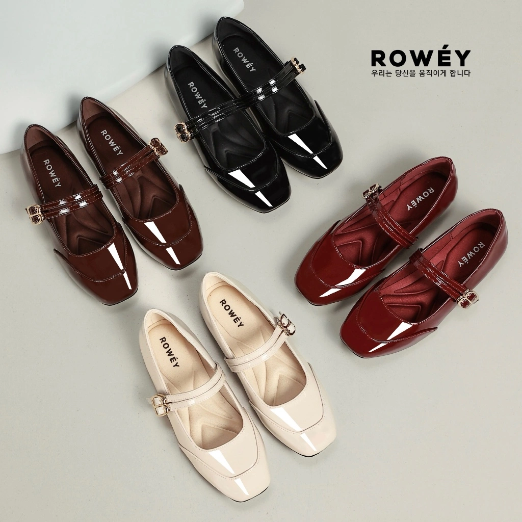 Rowey Sepatu Flat Shoes Wanita Korea Mewah Delima
