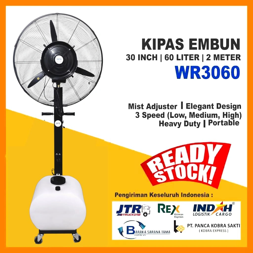 Kipas Angin Embun 30" / 30 inch Misty Fan Kipas Angin Semprot Air 60 Liter Tinggi 2meter