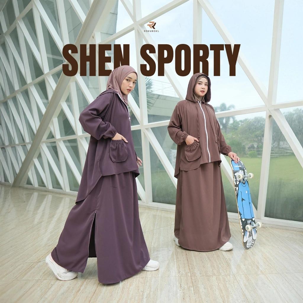 ROKUROKU.ID | Shen Sporty - Setelan Baju Olahraga Wanita Muslim Syari One Set Sport Anti UV Premium