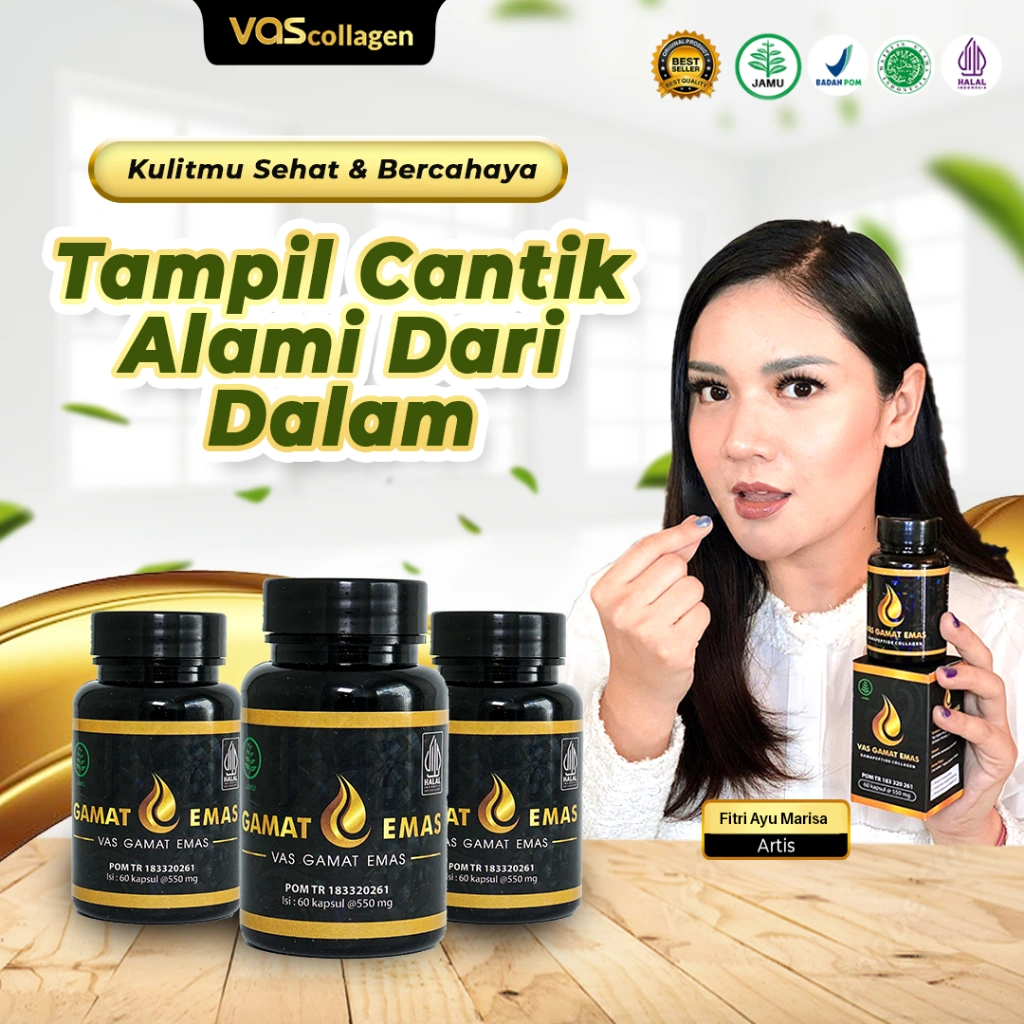 Vas gamat emas collagen colagen original 100% asli ori pemutih badan wajah glowing ampuh permanen bpom