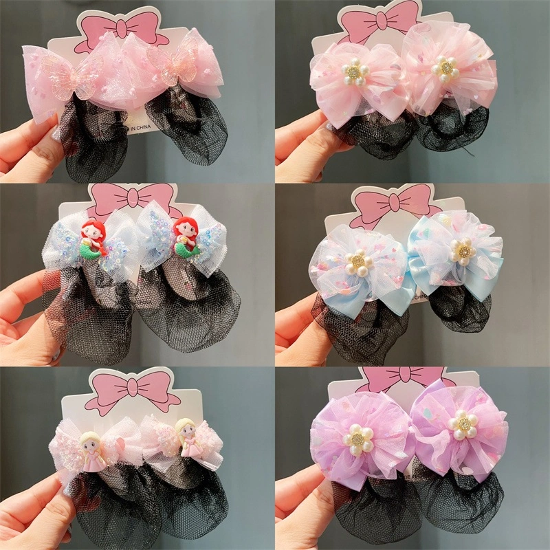 jepit rambut 1psg jaring net pita lucu/jepit hairnet anak import/jepit rambut anak lucu cepol sanggul HC-343