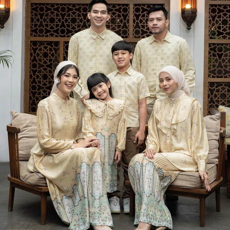 Mayoutfit Summer Bloom Sarimbit Lebaran Butter Series | Baju Lebaran Sarimbit Muslim Raya Keluarga Dress Koko Gamis Couple