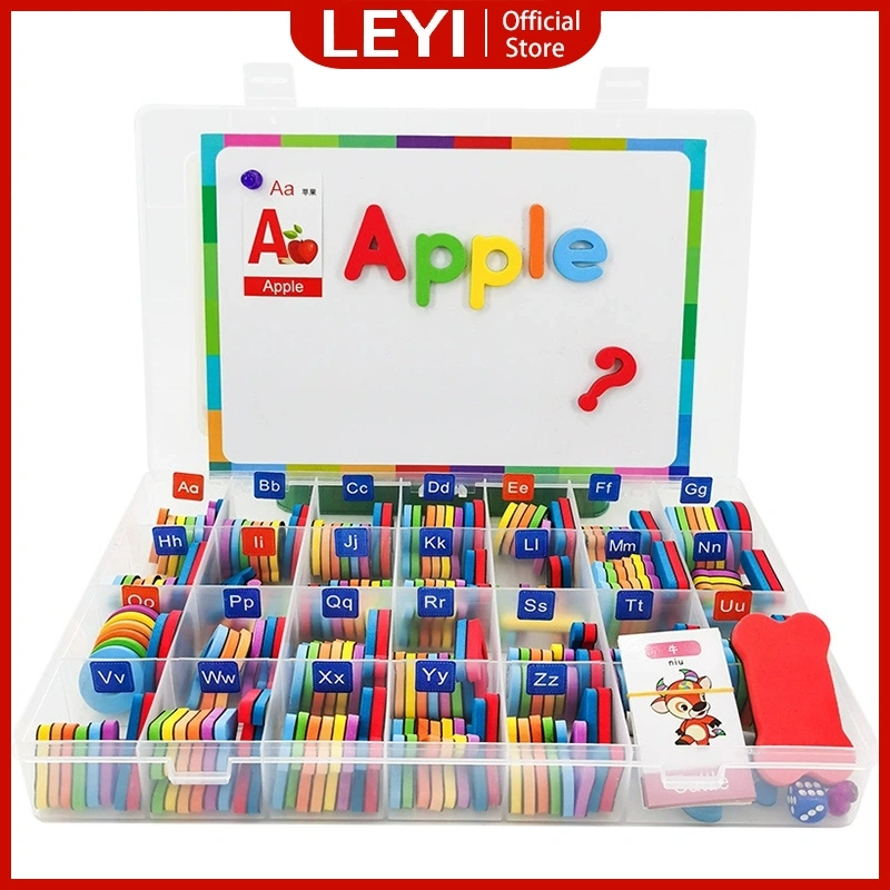 LEYI Belajar Huruf Dan Angka Magnet Educational Montessori Toys Posters Mainan Movable Alphabet
