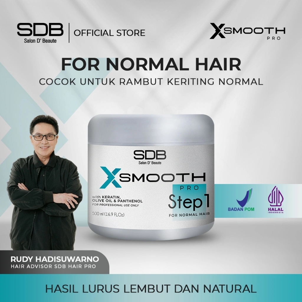 NEW FORMULA SDB X Smooth Pro - Step 1 For Normal Hair 500ml - Smoothing / Untuk rambut keriting normal / Professional hair smoothing keratin / Pelurus rambut
