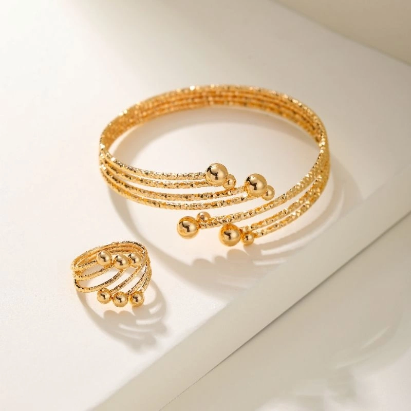 BLK Gelang Bangle Emas Silver Kroncong Bola(Gelang+Cincin) Aksesoris Clasik Wanita