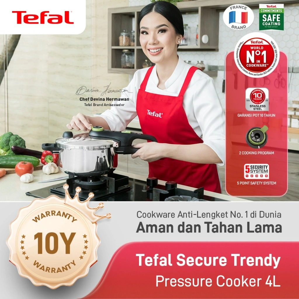[ FAVORIT CHEF DEVINA ] Tefal Panci Presto 4 / 8 L Stainless Steel / Pressure Cooker / Semua Jenis Kompor / Induksi