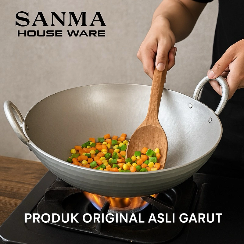 [Sanma] Penggorengan | Wajan Garut Ukuran 20 - 50 cm ORIGINAL 100% Anti Lengket Anti Karat Tebal