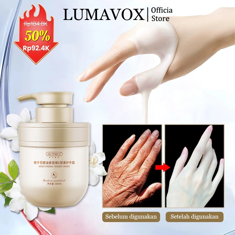 LUMAVOX Krim Pemutih Tangan Krim Tangan Cream Tangan Keriput Dan Kasar 300ml Hand Cream Tangan Kering Perawatan Tangan Minyak Esensial Gardenia