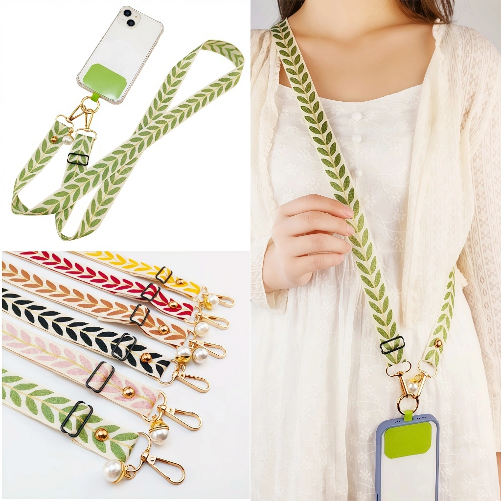 TALI HP LANYARD CROSSBODY UNIVERSAL - Gantungan Handphone Anti Jatuh Bahan Hemp Rope Motif Warna [FREE ONGKIR]