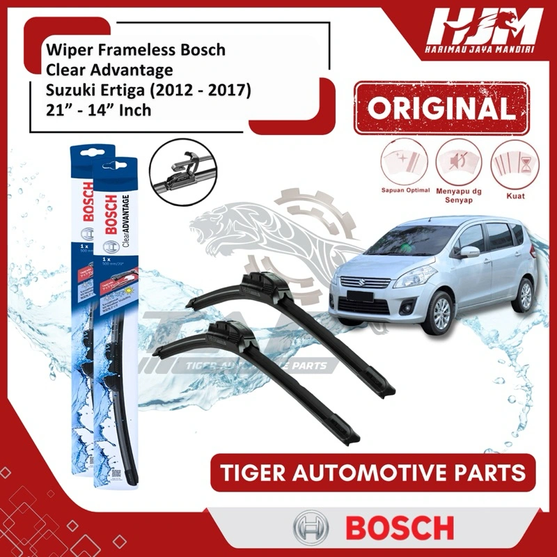 Wiper Blade Frame Bosch Clear Advantage - Karet Pembersih Kaca Mobil Suzuki Ertiga 21" - 14" Original