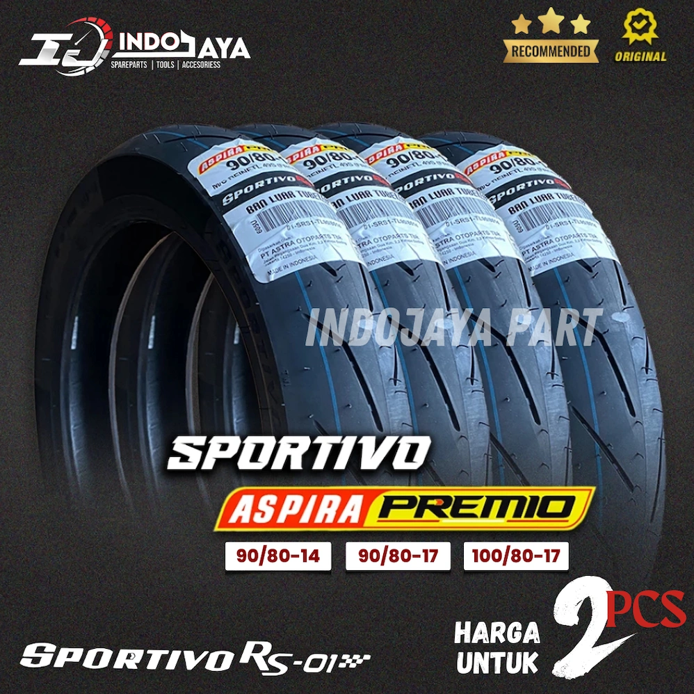 [PAKET TERMURAH SEPASANG 2 BAN] BAN ASPIRA PREMIO SPORTIVO RS01 RING 14  TUBELESS SOFT COMPOUND ( 90/80-14 ) / BAN BALAP SOFT COMPOUND RS-01 / BAN TUBELESS RING 14 BAN RACING BALAP