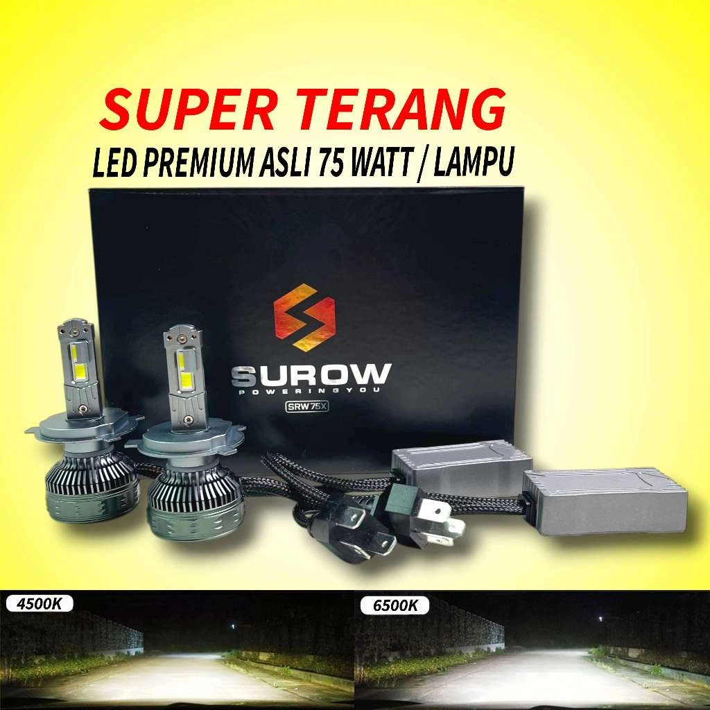 LAMPU LED MOBIL SUROW SRW75X SUPER TERANG H4 H11 H16 H8 H9 HB3 HB4 H7 H1 HIR2 9005 9006 9012