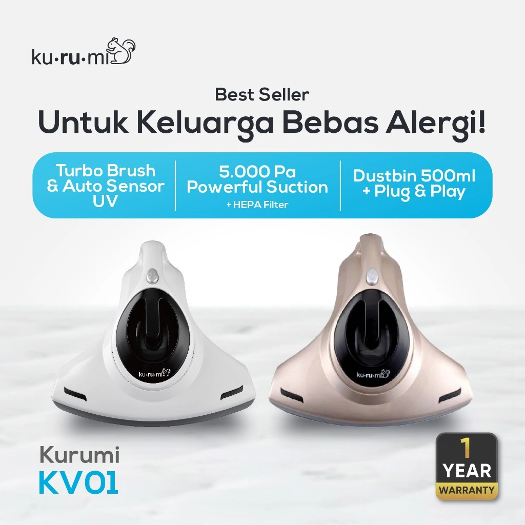 KV 01 Kurumi UV Vacuum Cleaner - Mesin Penghisap Debu dan Tungau (+HEPA)