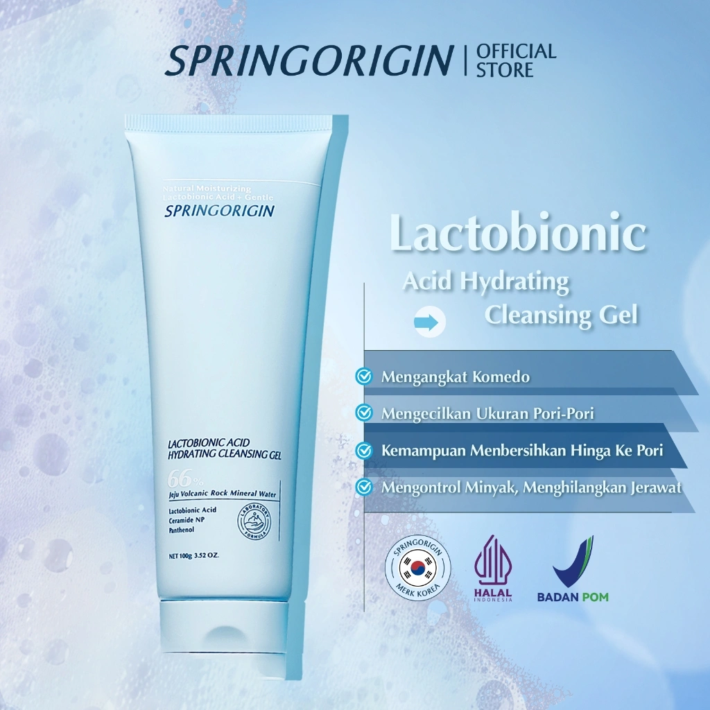 Springorigin Lactobionic Acid Hydrating Gel Cleanser Facial Wash Brightening Pembersih Wajah Berjerawat Exfoliasi Wajah Sabun Cuci Muka