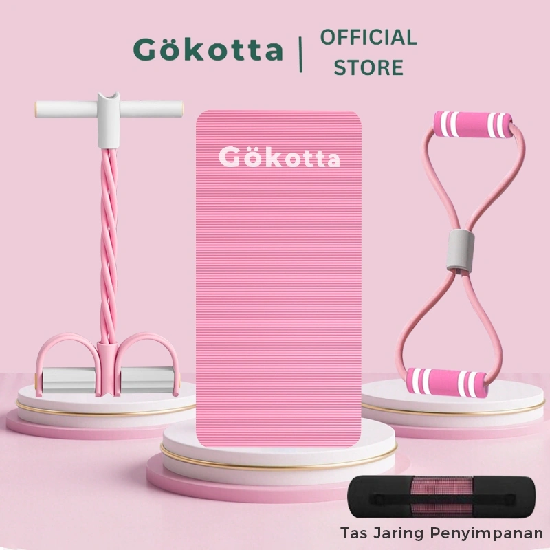 GOKOTTA Set Yoga Lengkap/ Paket Matras dan Alat Olahraga/ Set Olahraga/ Paket Olahraga Yoga/ Alat Olahraga/ Matras dengan Tummy Trimmer, Paket Matras Yoga