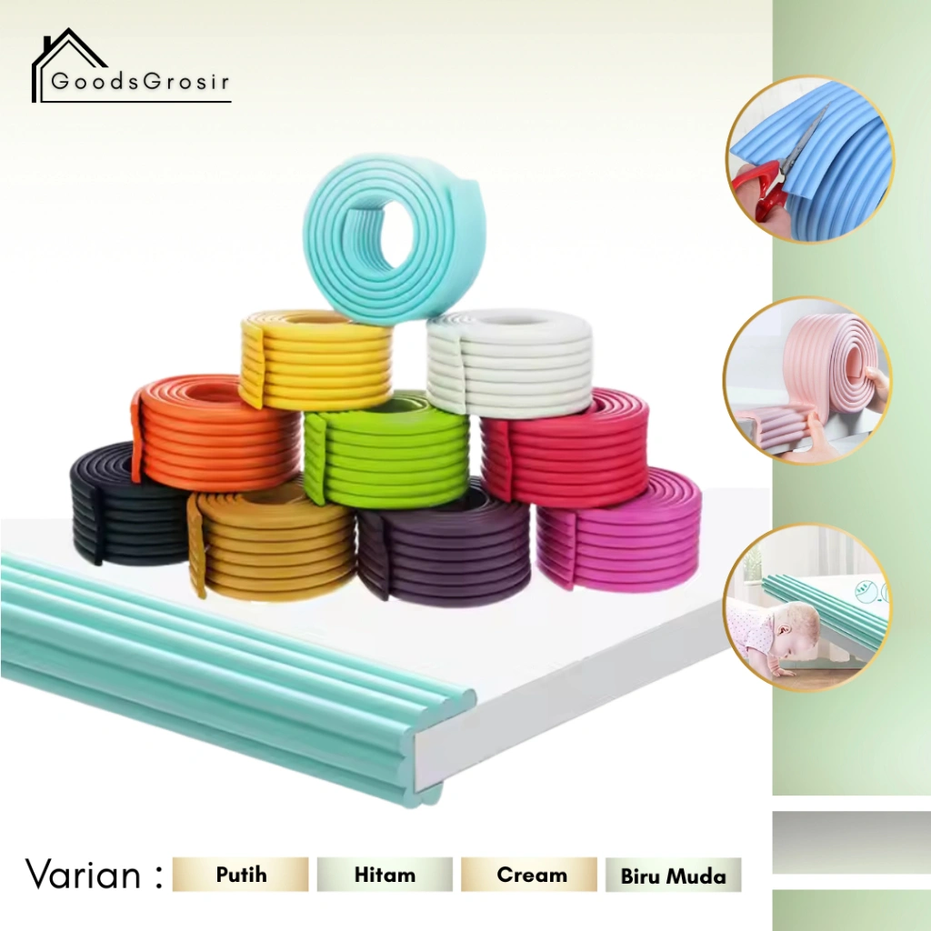 Goods Pelindung Sudut Meja Kursi Lemari | Foam Pengaman Siku Meja 2Meter Tebal Empuk | Corner Protector Baby Safety